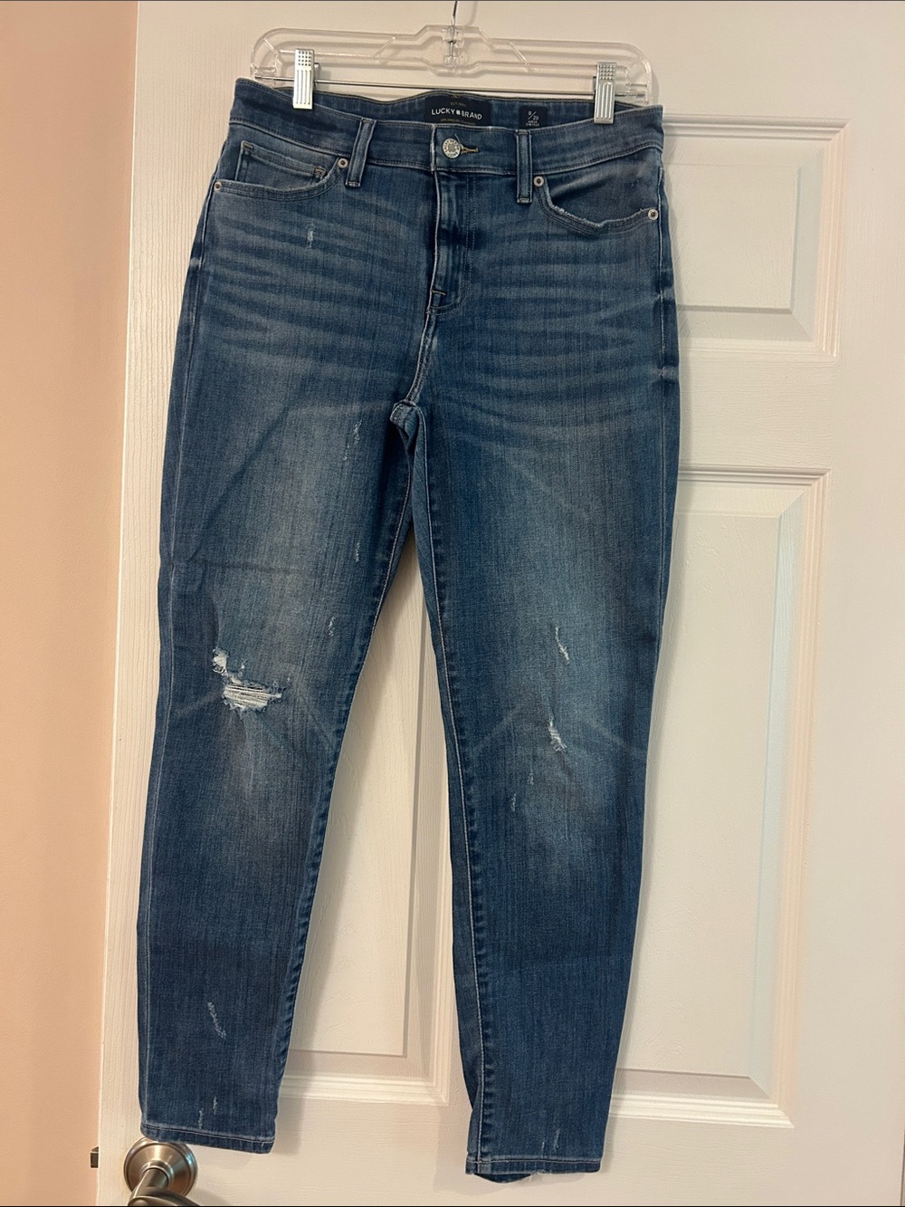 Lucky Brand Medium Blue Ripped Skinny Jeans-Ava Skinny